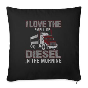 Lustiger Trucker Ich Liebe Den Geruch Von Diesel - Sofakissenbezug 45 x 45 cm - Schwarz - Vorne