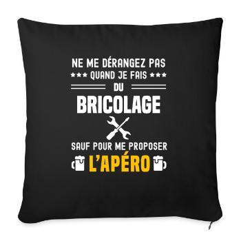bricolage bricoler ne dérangez pas sauf apéro - Housse de coussin décorative 45 x 45 cm - noir - Devant