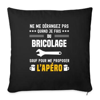 bricolage clé molette ne dérangez pas sauf apéro - Housse de coussin décorative 45 x 45 cm - noir - Devant