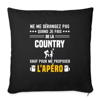 country ne dérangez pas sauf apéro - Housse de coussin décorative 45 x 45 cm - noir - Devant