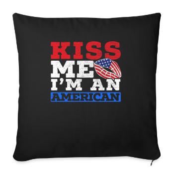 Kiss Me I'm An American USA Constitution Day - Sofa pillowcase 17,3'' x 17,3'' (45 x 45 cm) - black - Front