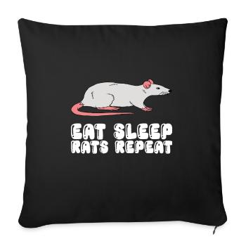 Manger des rats endormis Répéter - Housse de coussin décorative 45 x 45 cm - noir - Devant
