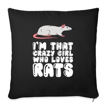 Je suis la fille folle qui aime les rats - Housse de coussin décorative 45 x 45 cm - noir - Devant