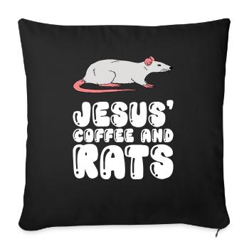 Jésus, le café et les rats - Housse de coussin décorative 45 x 45 cm - noir - Devant