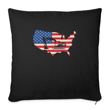 USA Flag America Flag Excavator Driver Shirt - Housse de coussin décorative 45 x 45 cm - noir - Devant