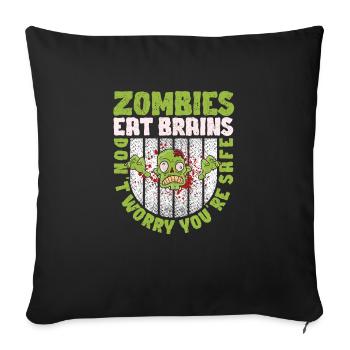 Halloween Zombie Zombies Eat Brains None - Sofa pillowcase 17,3'' x 17,3'' (45 x 45 cm) - black - Front