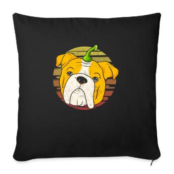 Bouledogue anglais Citrouille Halloween Thanksgiving - Housse de coussin décorative 45 x 45 cm - noir - Devant