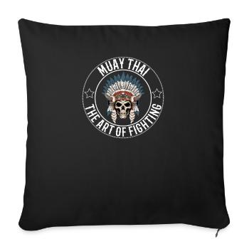Muay Thai Kampfkunst Skelett Kriegshaube - Sofakissenbezug 45 x 45 cm - Schwarz - Vorne