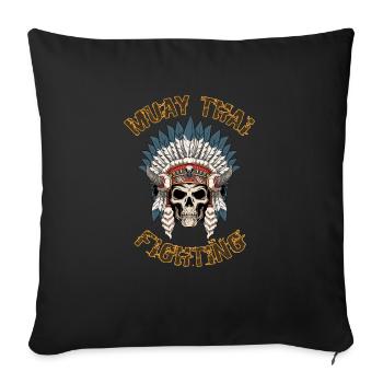 Muay Thai Thai Boxen MMA Skelett Kriegshaube - Sofakissenbezug 45 x 45 cm - Schwarz - Vorne
