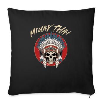 Muay Thai - Muay Thai Skelett Kriegshaube - Sofakissenbezug 45 x 45 cm - Schwarz - Vorne