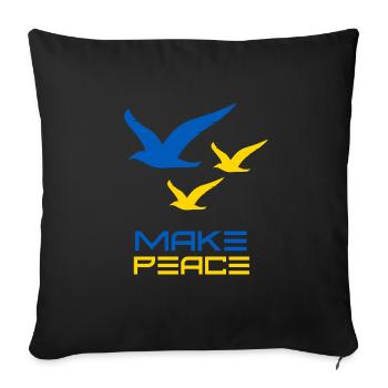 Make Peace Ukraine. Peace Birds - Sofa pillowcase 17,3'' x 17,3'' (45 x 45 cm) - black - Front