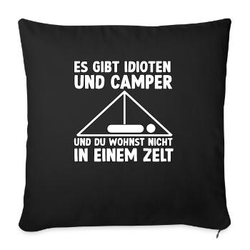 Lustiges Camper Shirt tolles Outdoor Fan Geschenk - Sofakissenbezug 45 x 45 cm - Schwarz - Vorne