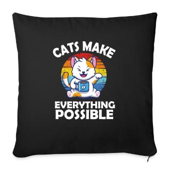 Les chats rendent tout possible - Housse de coussin décorative 45 x 45 cm - noir - Devant