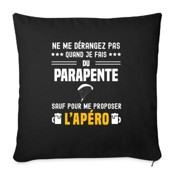 parapente ne dérangez pas sauf apéro - Housse de coussin décorative 45 x 45 cm - noir - Devant