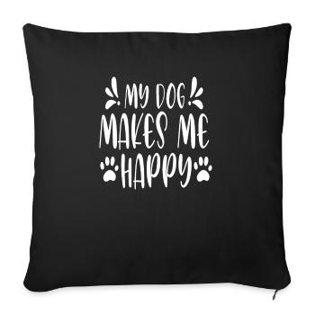 Mon chien me rend heureux - Housse de coussin décorative 45 x 45 cm - noir - Devant