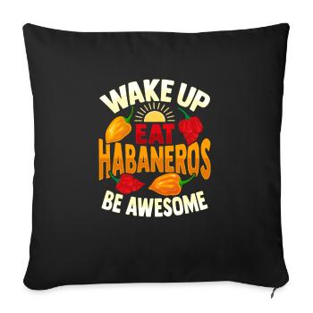 Habanero red pepper scoville chili lovers - Sofa pillowcase 17,3'' x 17,3'' (45 x 45 cm) - black - Front