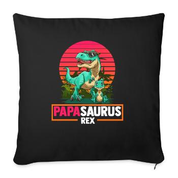 Papasaurus Rex Vater Tochter Sohn Dinosaurier - Sofakissenbezug 45 x 45 cm - Schwarz - Vorne