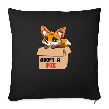Adoptiere einen Fuchs - Manga Kawaii Niedliches - Sofakissenbezug 45 x 45 cm - Schwarz - Vorne