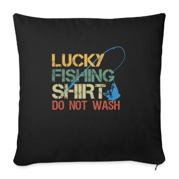 C’est ma chemise de pêche heureuse, lavage - Housse de coussin décorative 45 x 45 cm - noir - Devant