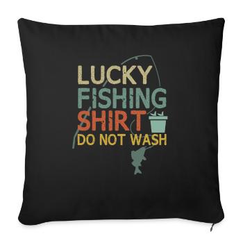C’est ma chemise de pêche heureuse, lavage - Housse de coussin décorative 45 x 45 cm - noir - Devant