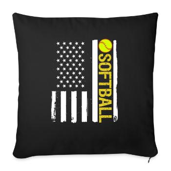 Drapeau américain de l’équipe patriotique de softball - Housse de coussin décorative 45 x 45 cm - noir - Devant