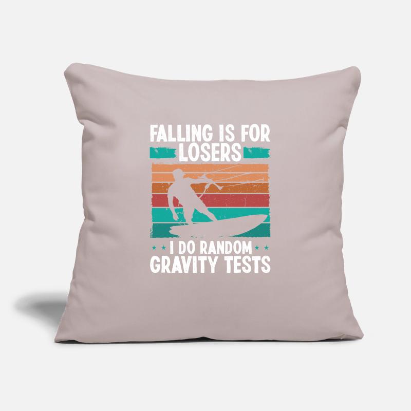 Kiteboarder Random Gravity Tests Drôle Kitesurf Housse de coussin décorative 45 x 45 cm