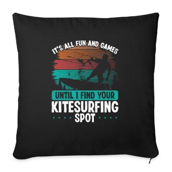 Kitesurfing Kitesurf Kite Kiteboarder Kiteboard - Housse de coussin décorative 45 x 45 cm - noir - Devant