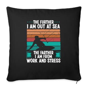 Kitesurfer Further out at Sea Humor Kitebaorder - Sofa pillowcase 17,3'' x 17,3'' (45 x 45 cm) - black - Front
