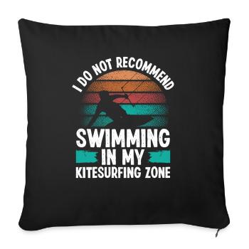 Kitesurf Humour Je ne recommande pas Kiteboarder - Housse de coussin décorative 45 x 45 cm - noir - Devant