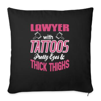 Avocat avec tatouages jolis yeux et cuisses épaisses - Housse de coussin décorative 45 x 45 cm - noir - Devant