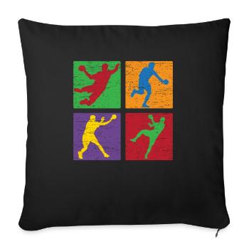 Retro Handballspieler Handballer Sport Torwart - Sofakissenbezug 45 x 45 cm - Schwarz - Vorne