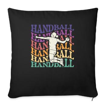 Retro Handballspieler Handballer Sport Torwart - Sofakissenbezug 45 x 45 cm - Schwarz - Vorne