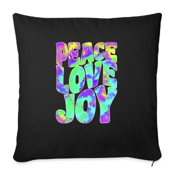 Love Peace Joy - Hippie Batik Style - Sofakissenbezug 45 x 45 cm - Schwarz - Vorne