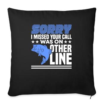 Pêche Pêche Pêcheur Pêche Canne à pêche - Housse de coussin décorative 45 x 45 cm - noir - Devant