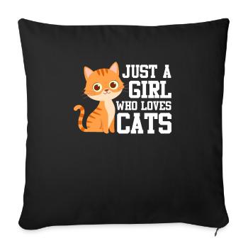 Juste une fille qui aime les chats Chat - Housse de coussin décorative 45 x 45 cm - noir - Devant