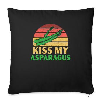 Kiss My Asparagus Lover Vegan Vegetable Vegetarian - Sofa pillowcase 17,3'' x 17,3'' (45 x 45 cm) - black - Front