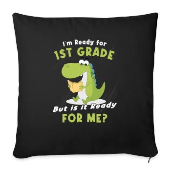 Inscriptions scolaires Écoliers 2022 Dinosaures - Housse de coussin décorative 45 x 45 cm - noir - Devant
