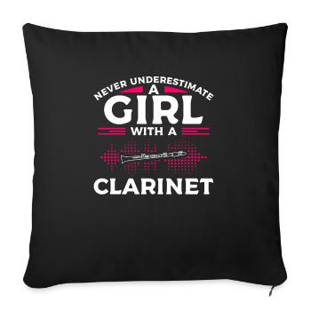 Ne sous-estimez jamais une fille avec une clarinette - Housse de coussin décorative 45 x 45 cm - noir - Devant