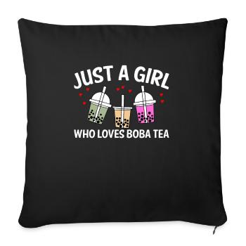 Just A Girl Who Loves Boba Tea Shirt Geschenk - Sofakissenbezug 45 x 45 cm - Schwarz - Vorne