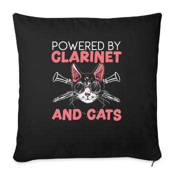 Powered By Clarinet And Cats Kitty Lover Musician - Sofa pillowcase 17,3'' x 17,3'' (45 x 45 cm) - black - Front