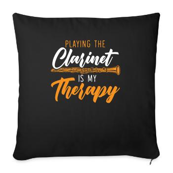 Playing The Clarinet Is My Therapy Musician - Sofa pillowcase 17,3'' x 17,3'' (45 x 45 cm) - black - Front