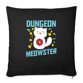 Dungeon Meowster | Nerdy Cat D20 RPG Fantasy Game - Sofa pillowcase 17,3'' x 17,3'' (45 x 45 cm) - black - Front