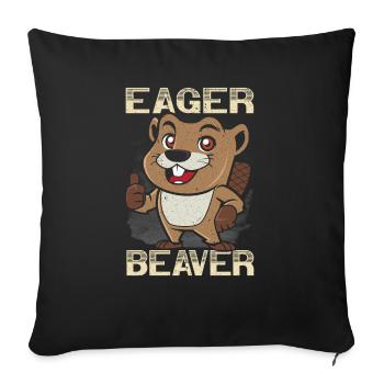 Eager Beaver Whisperer Wildlife Animal Rodent - Sofa pillowcase 17,3'' x 17,3'' (45 x 45 cm) - black - Front