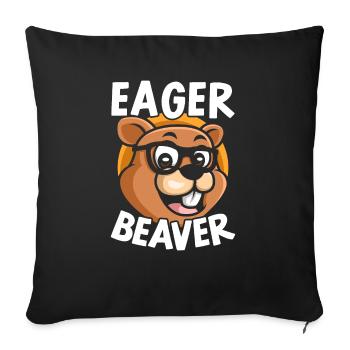 Eager Beaver Whisperer Wildlife Animal Rodent - Sofa pillowcase 17,3'' x 17,3'' (45 x 45 cm) - black - Front