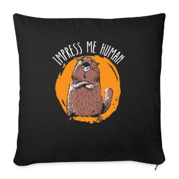 Impress Me Human Beaver Wildlife Animal Rodent - Sofa pillowcase 17,3'' x 17,3'' (45 x 45 cm) - black - Front