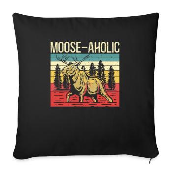 Moose-aholic Moose Wildlife Animal Alces Elk Deer - Housse de coussin décorative 45 x 45 cm - noir - Devant