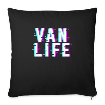 Van Life Camper Van - Sofa pillowcase 17,3'' x 17,3'' (45 x 45 cm) - black - Front
