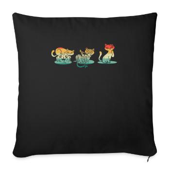 Citrouille Effrayant Zombie Chats Noirs Creepy - Housse de coussin décorative 45 x 45 cm - noir - Devant