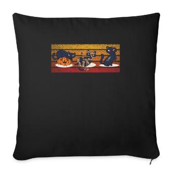 Kürbis Scary Zombie Schwarze Katzen Creepy - Sofakissenbezug 45 x 45 cm - Schwarz - Vorne