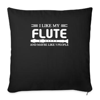 J'aime ma flûte et peut-être que 3 personnes aiment le flûtiste - Housse de coussin décorative 45 x 45 cm - noir - Devant